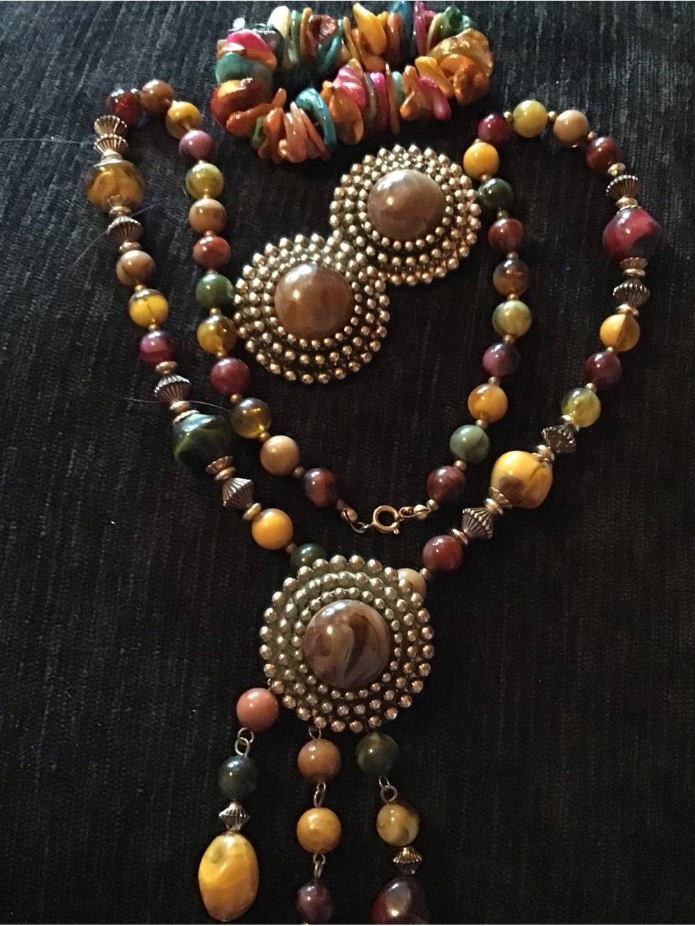 Multicolor Beaded Statement Necklace and Earring Set